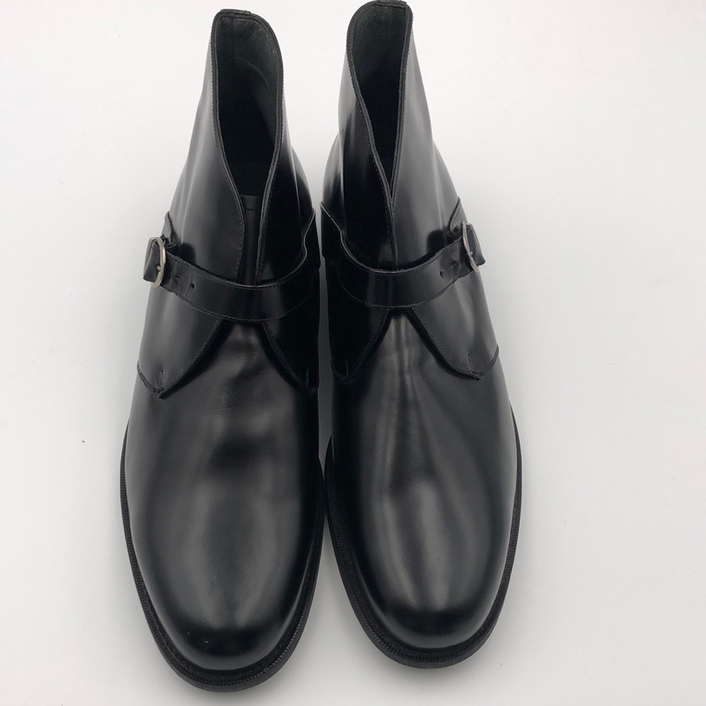 NWOB Diplomats Black Leather Monk Strap men's Ankle Boots Size 13EE